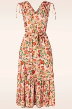 Cheap Vixen Rainbow Floral Flare Kleid In Hellrosa