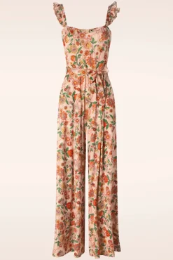 Best Sale Vixen Rainbow Floral Print Jumpsuit In Hellrosa