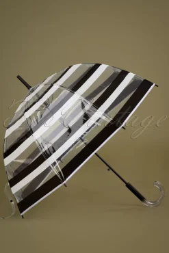 Online So Rainy Rayures Transparent Dome Schirm In Schwarz Und Weis