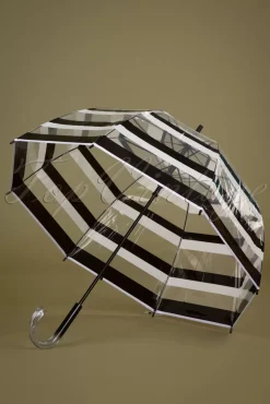 Online So Rainy Rayures Transparent Dome Schirm In Schwarz Und Weis