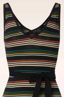 Cheap King Louie Riera Stripe Deep V Strickkleid In Schwarz