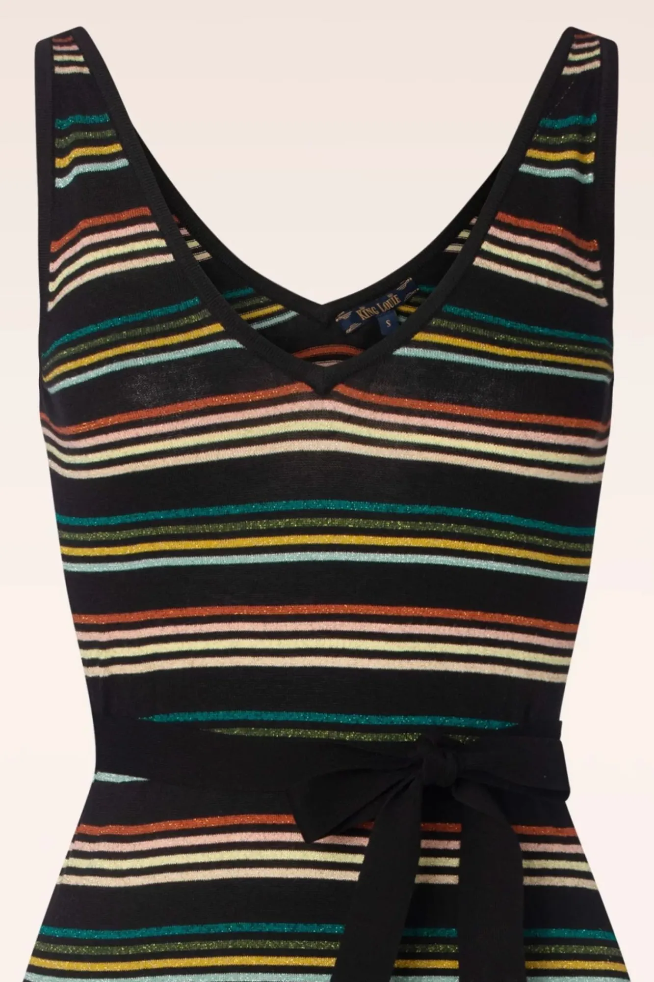 Cheap King Louie Riera Stripe Deep V Strickkleid In Schwarz