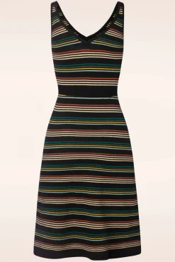 Cheap King Louie Riera Stripe Deep V Strickkleid In Schwarz