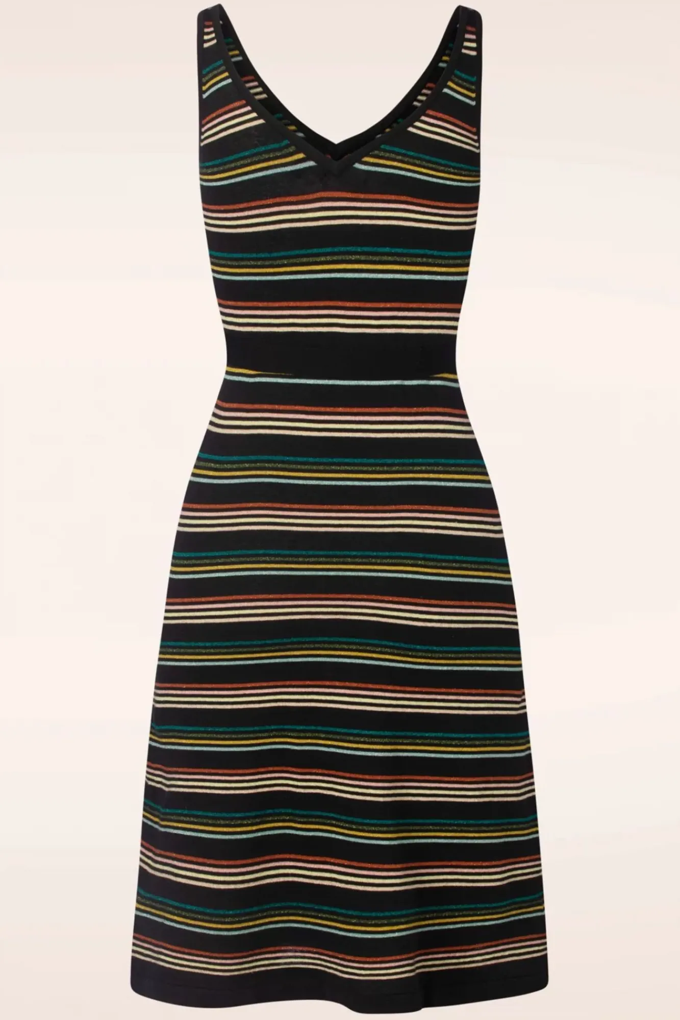 Cheap King Louie Riera Stripe Deep V Strickkleid In Schwarz