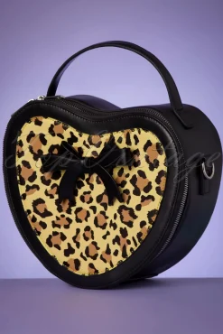 Best Sale Banned Retro Rockabilly Heart Handtasche In Schwarz Und Leopard