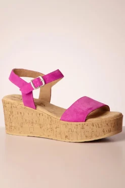 Clearance s.Oliver Roxy Wildleder Keilsandalen In Fuchsia