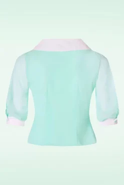 Fashion Miss Candyfloss Sacha Mai Transparente Organza Bluse In Mint