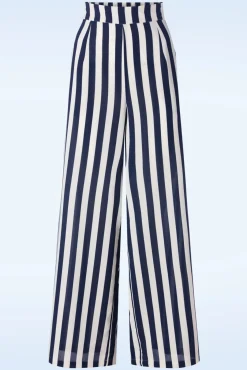 Discount Banned Retro Sally Streifen Hose In Marineblau