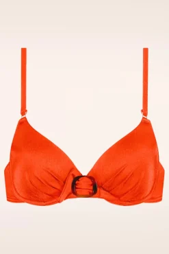 Hot Cyell Satin Padded Bikini Oberteil In Tomate