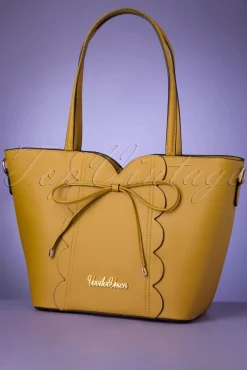 Best Vixen Scalloped Shopper Tasche Mit Schleife Vorne In Senfgelb