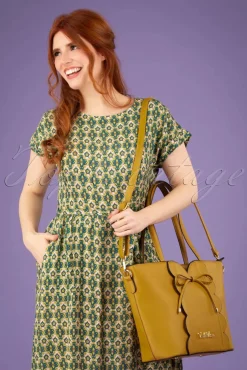 Best Vixen Scalloped Shopper Tasche Mit Schleife Vorne In Senfgelb