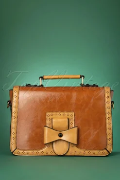 Sale Banned Retro Scandal Office Handtasche In Camel Und Cognac