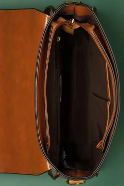 Sale Banned Retro Scandal Office Handtasche In Camel Und Cognac