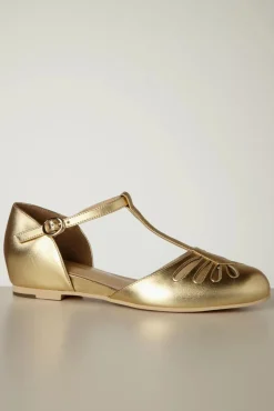 Best Sale Charlie Stone Singapore T-Riemen Flats In Gold