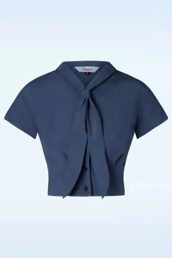 Hot Banned Retro Sommer Ahoi Bluse In Marineblau