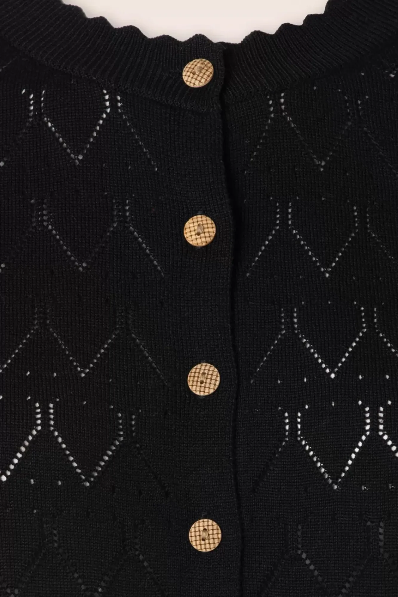 Hot Banned Retro Sommer Scallop Strickjacke In Schwarz