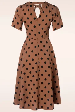 Discount Banned Retro Spot Set Sail Swing Kleid In Braun