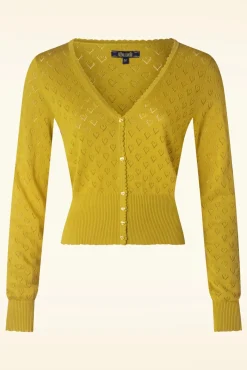 Outlet King Louie Strickajacke V Heart Ajour In Currygelb