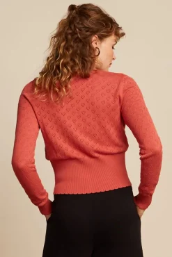 Sale King Louie Strickjacke V Heart Ajour In Tweed Orange