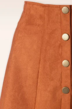 Best Sale Vixen Suedine Panelled Popper Mini Rock In Orange