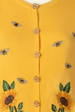 Store Vixen Sunflower And Bee Strickjacke Bestickte Strickjacke