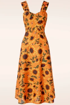 Clearance Vixen Sunflower Print Midi Kleid In Orange