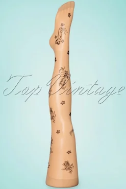 Hot Pamela Mann Tattoo Sailor Girl Strumpfhose In Neutral