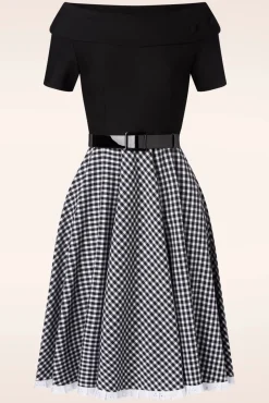 Hot Glamour Bunny The Brigitte Gingham Swing Kleid In Schwarz Und Weis
