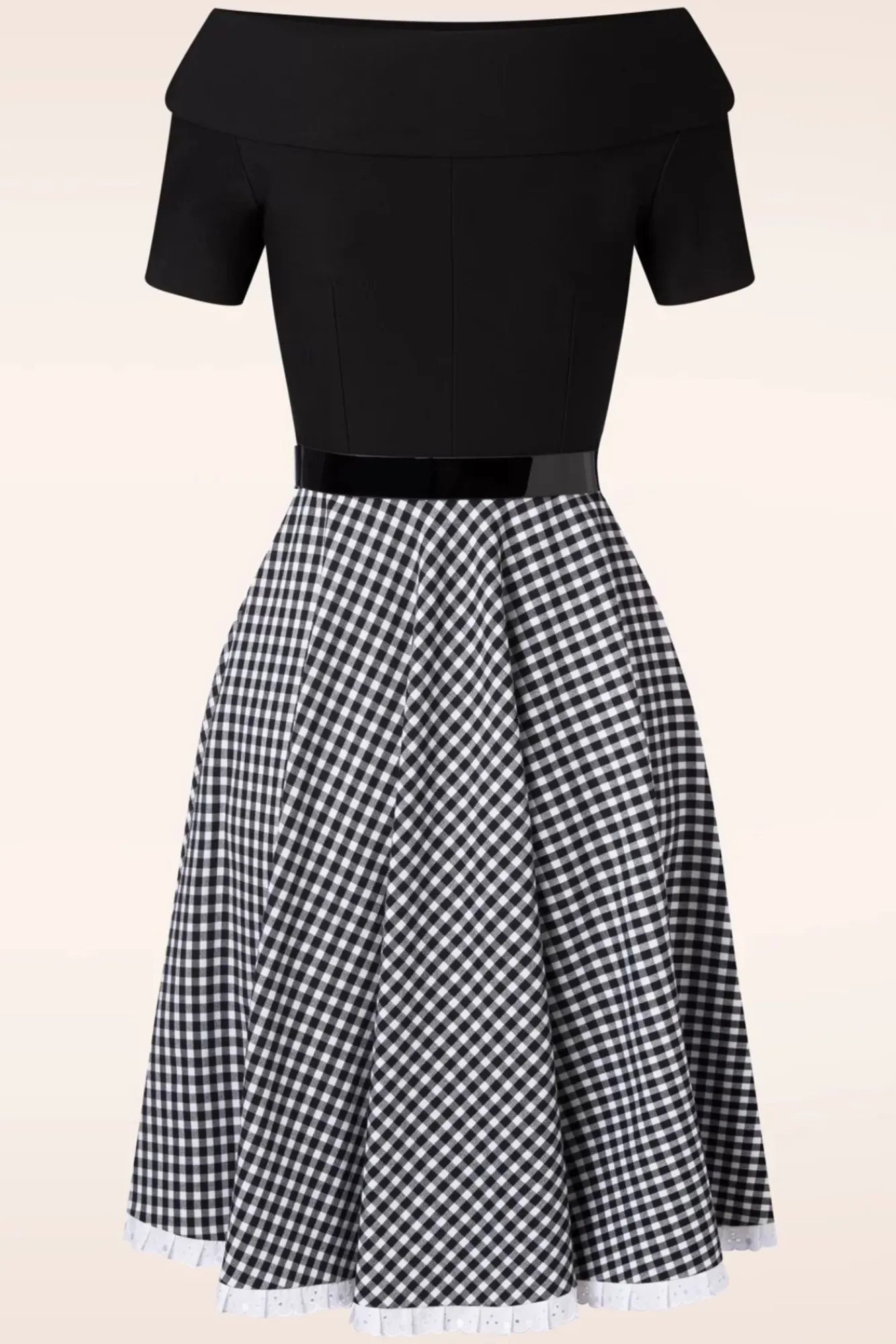 Hot Glamour Bunny The Brigitte Gingham Swing Kleid In Schwarz Und Weis