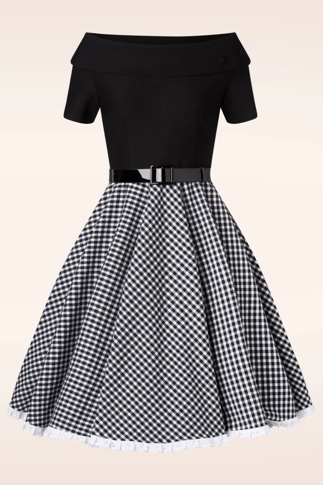 Hot Glamour Bunny The Brigitte Gingham Swing Kleid In Schwarz Und Weis