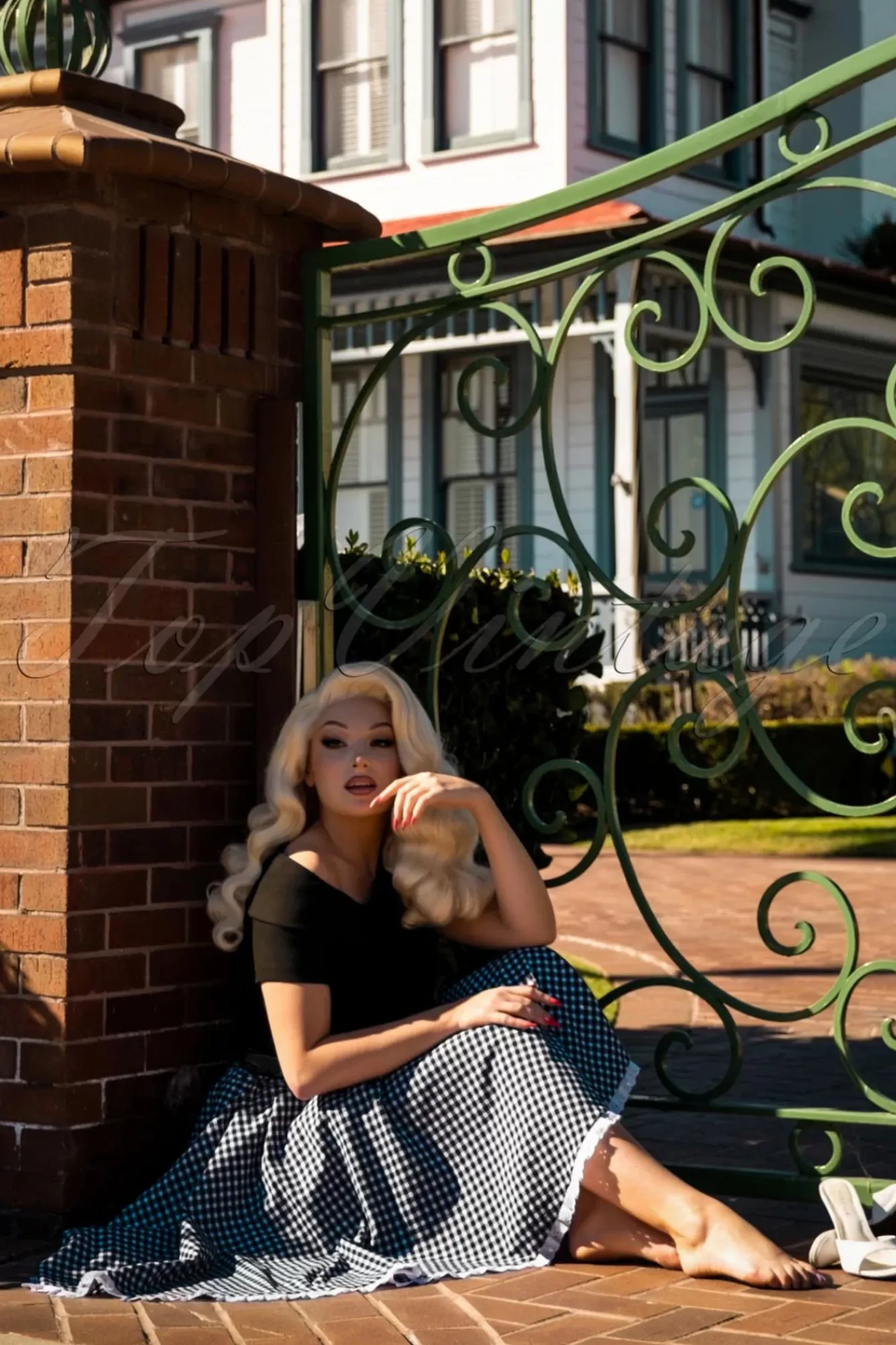 Hot Glamour Bunny The Brigitte Gingham Swing Kleid In Schwarz Und Weis