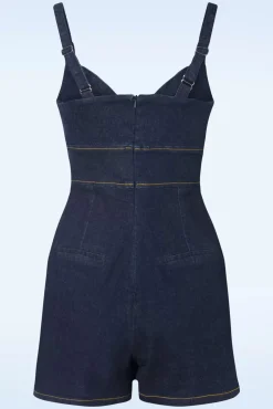 Best Sale Rock-a-Booty The Cindy Playsuit Mit Uberrock In Classic Denim