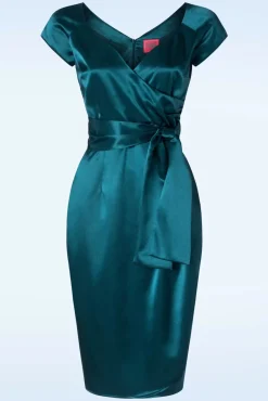 Fashion Glamour Bunny The Moira Satin Etuikleid In Teal