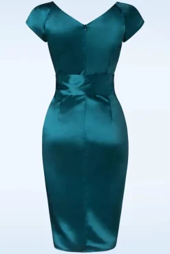Fashion Glamour Bunny The Moira Satin Etuikleid In Teal