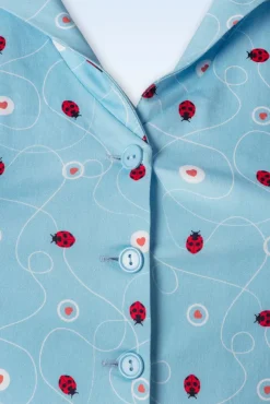 Shop Topvintage Boutique Collection Topvintage Exklusiv ~ Angie Swing Kleid In Hellblau Mit Marienkafer Print