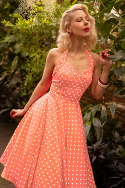 Shop Topvintage Boutique Collection Topvintage Exklusiv ~ Bettie Polka Dot Swing Kleid In Orange