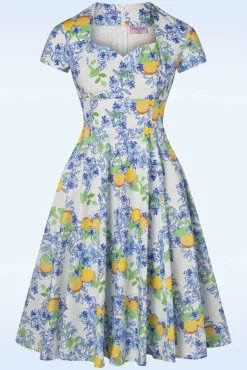 New Topvintage Boutique Collection Topvintage Exklusiv ~ Joliena Swing Kleid In Weis Und Blau
