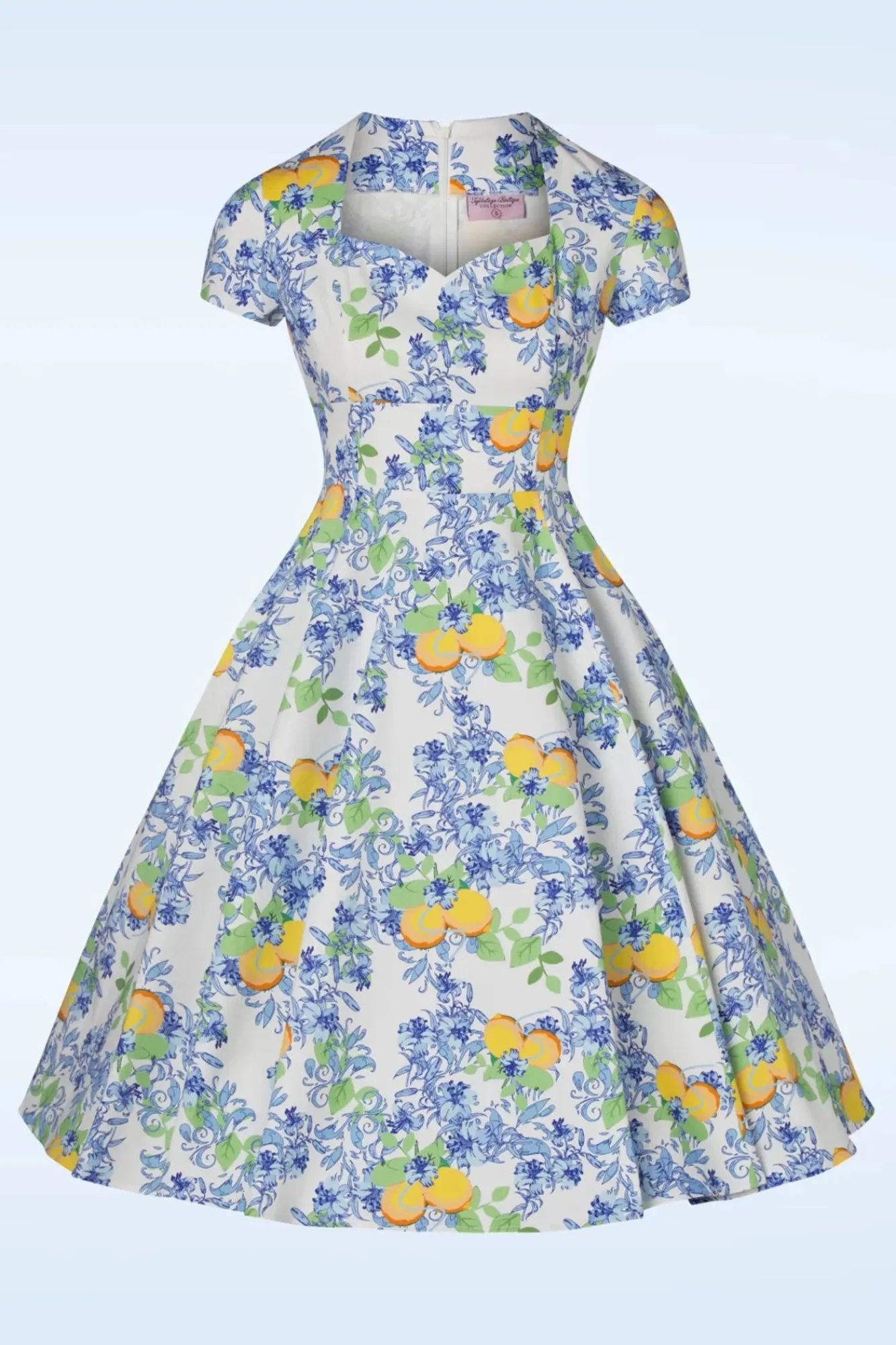 New Topvintage Boutique Collection Topvintage Exklusiv ~ Joliena Swing Kleid In Weis Und Blau