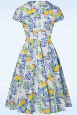 New Topvintage Boutique Collection Topvintage Exklusiv ~ Joliena Swing Kleid In Weis Und Blau
