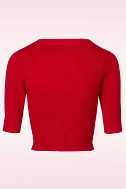 Hot Banned Retro Uberladener Cardigan In Lippenstiftrot