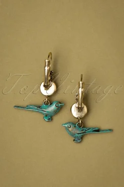 Fashion Urban Hippies Vergoldete Birdie Ohrringe In Blau Und Rot