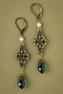 Online Lovely Viktorianische Filigrane Ohrringe In Smaragd