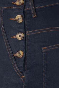 Clearance Queen Kerosin Workwear Capri Denim In Dunkelblauer Waschung