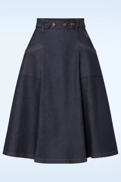 Cheap Queen Kerosin Workwear Jeansrock In Dunkelblau