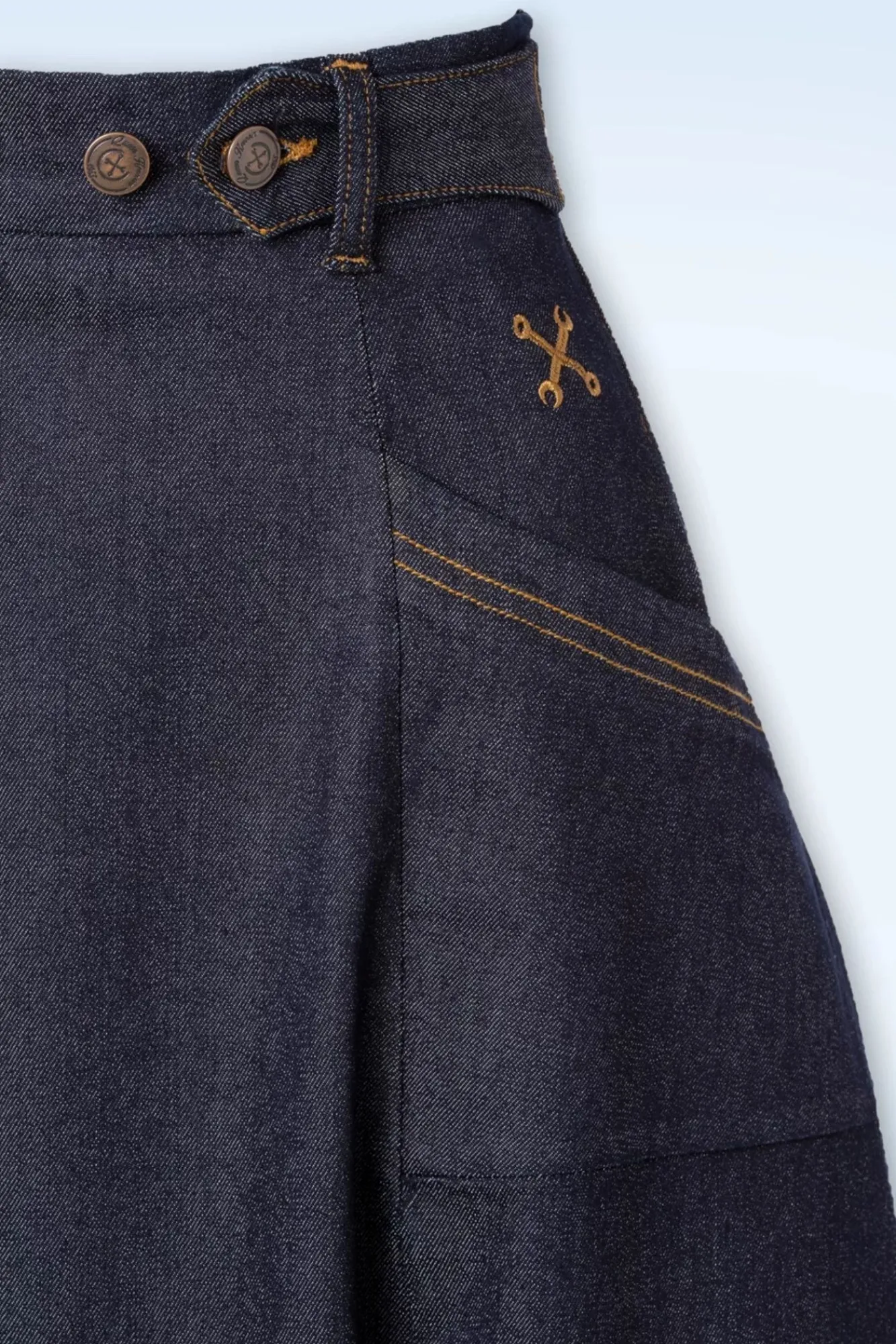 Cheap Queen Kerosin Workwear Jeansrock In Dunkelblau